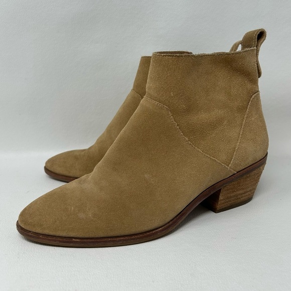 Sole Society So Vixen Ankle Boots Side Zip Camel Suede Womens Size 7.5M - Picture 1 of 13